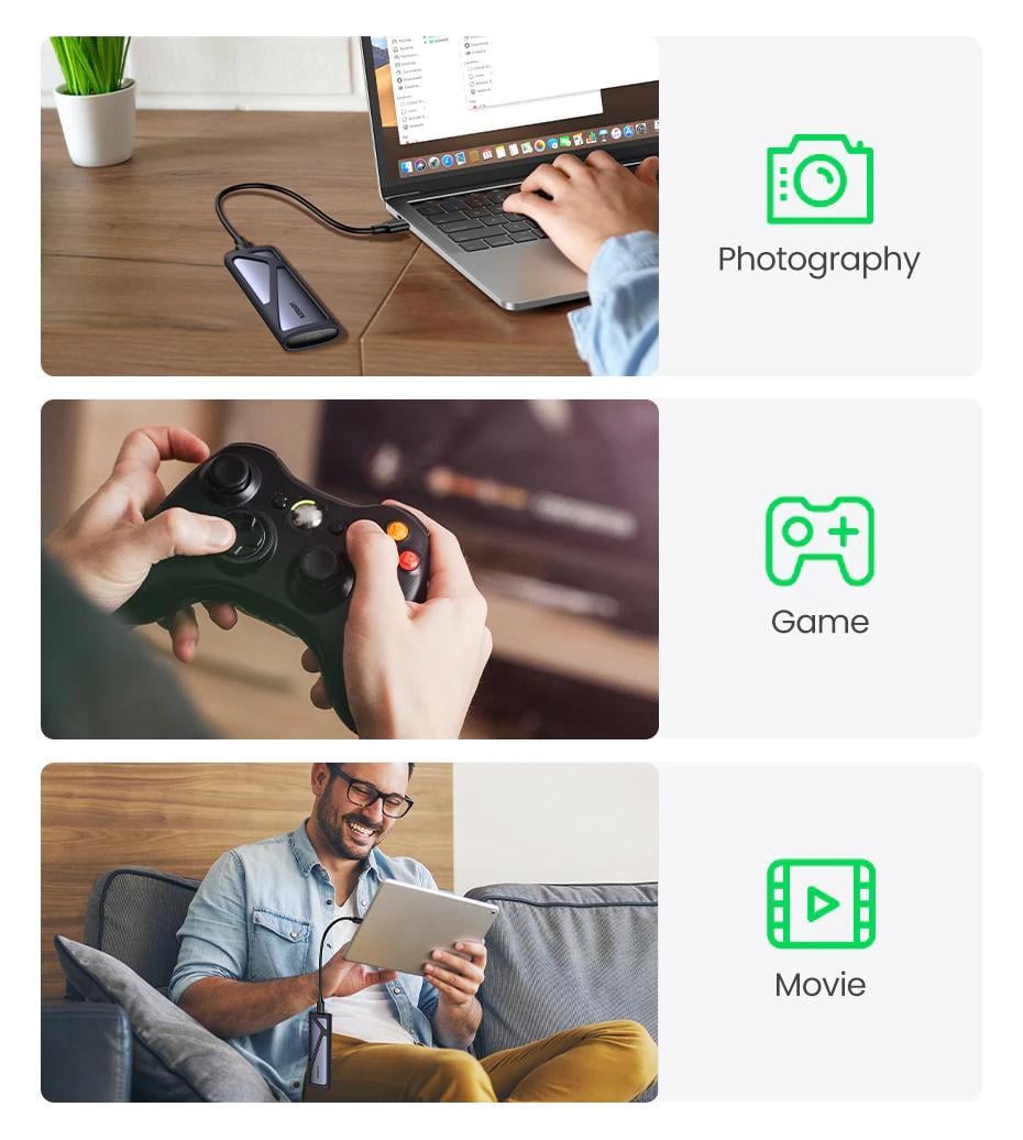 Корпус UGREEN для M.2 NVME SSD PCI-e дисків 10 Гбіт/с з Кабелем Type-C Type-C M та B&M 2230/2242/2260/2280 0,5 м Сірий (10902) - фото 9