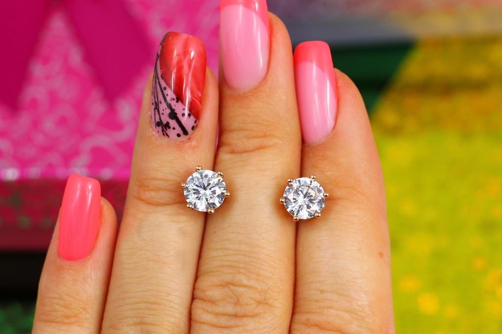 Серьги гвоздики Xuping Jewelry Камень  7 мм Золотистый