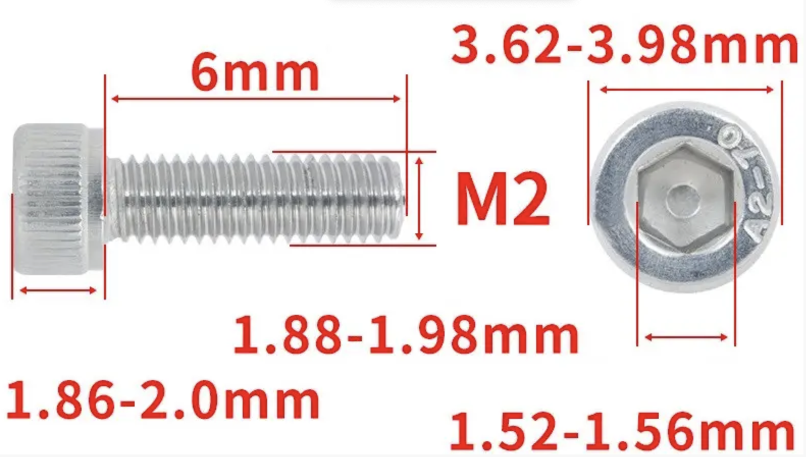 Гвинт з шестигранною головкою DIN912 M2x6 мм (DIN912_m2_6) - фото 2 Гвинт з шестигранною головкою DIN912 M2x6 мм (DIN912_m2_6) - фото 2