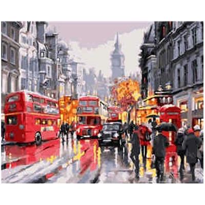 Набір для розпису за номерами Strateg Лондон з червоним акцентом 40х50 см (VA-2100-mt) Набір для розпису за номерами Strateg Лондон з червоним акцентом 40х50 см (VA-2100-mt)