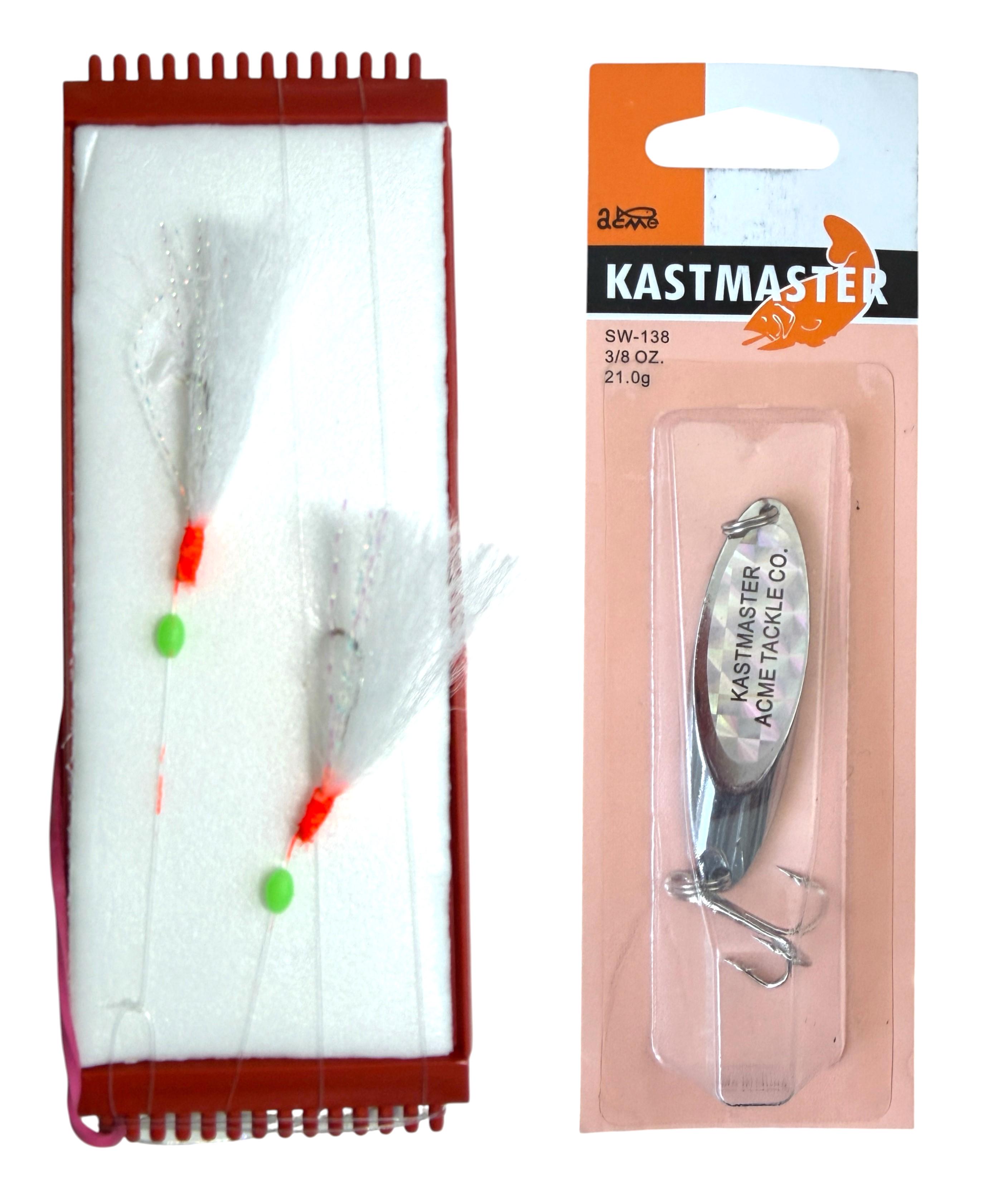 Снасть с блесной Kastmaster Жереха-готовая 2 крючка бородка из козьей шерсти 21 г (1477591875)