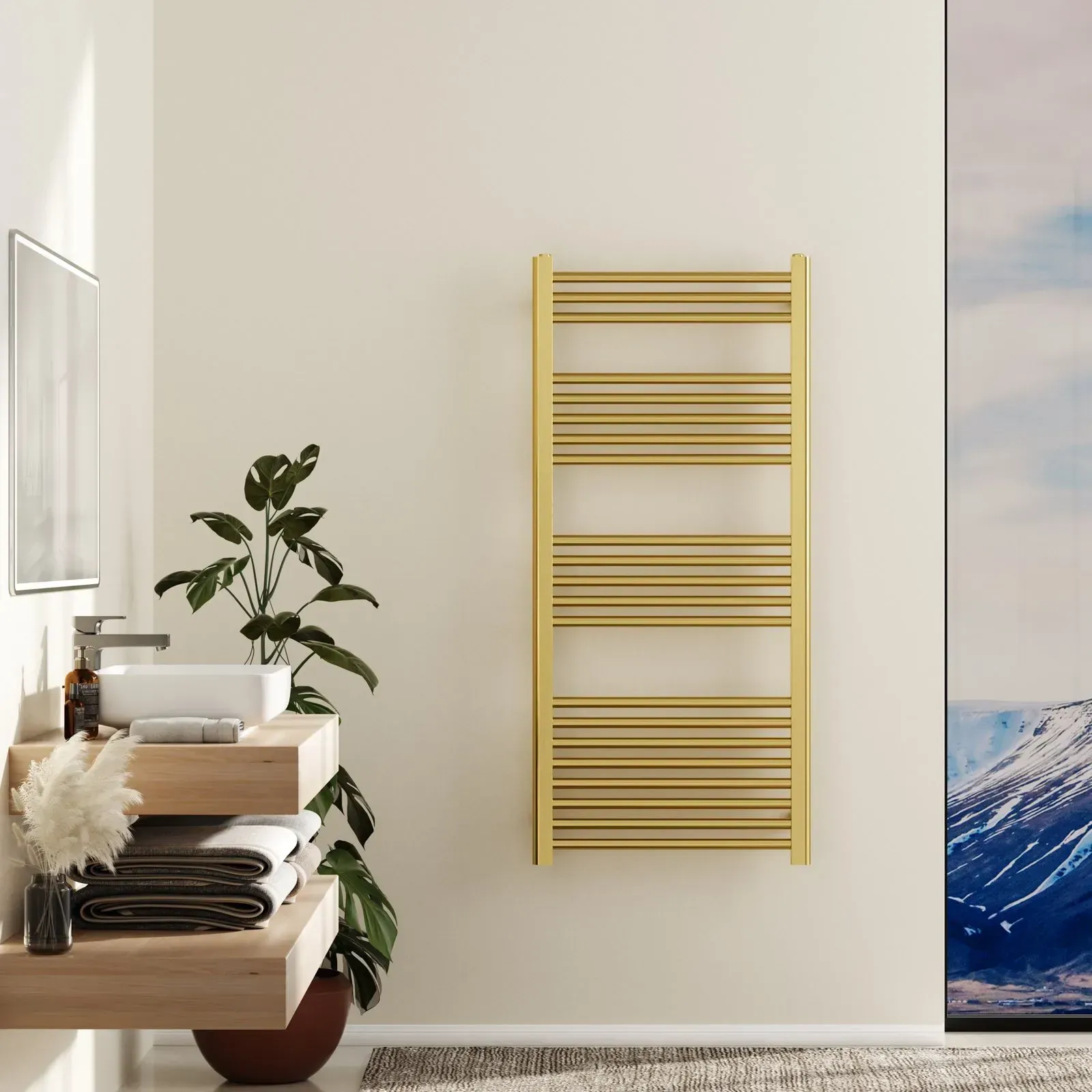 Полотенцесушитель водяной Siena Brushed 1200x550 мм Gold (RR-CN12000500G) - фото 2