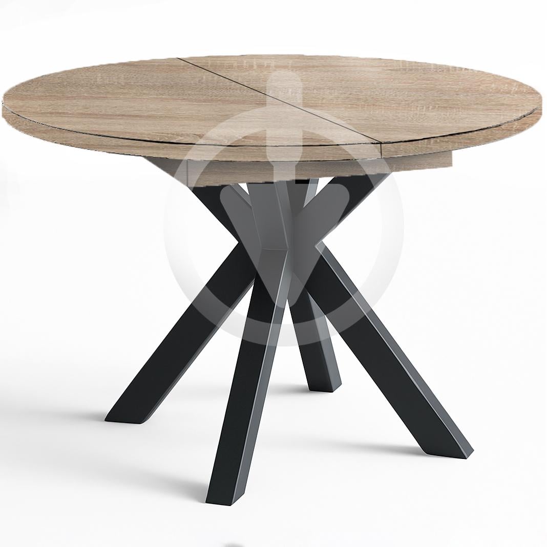 Стол кухонный раскладной RoMax Oscar Slide Loft 90x75/130x75 см Дуб Сонома/Черный