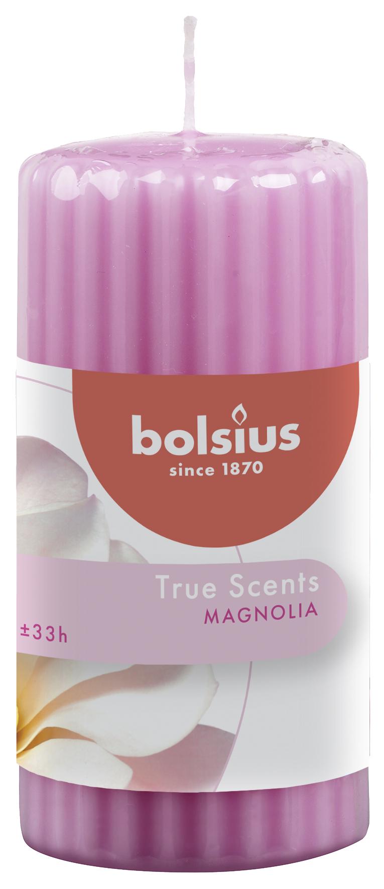 Свічка ароматична Bolsius True Scents Magnolia стовпчик ребриста 120х58 мм (BOL-266704)