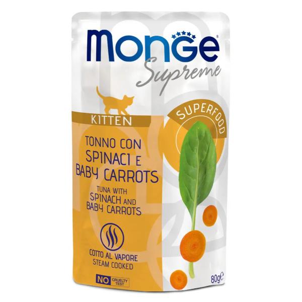Корм для кошек влажный Monge Cat Wet Kitten тунец со шпинатом и молодой морковью 80 г (000025690)
