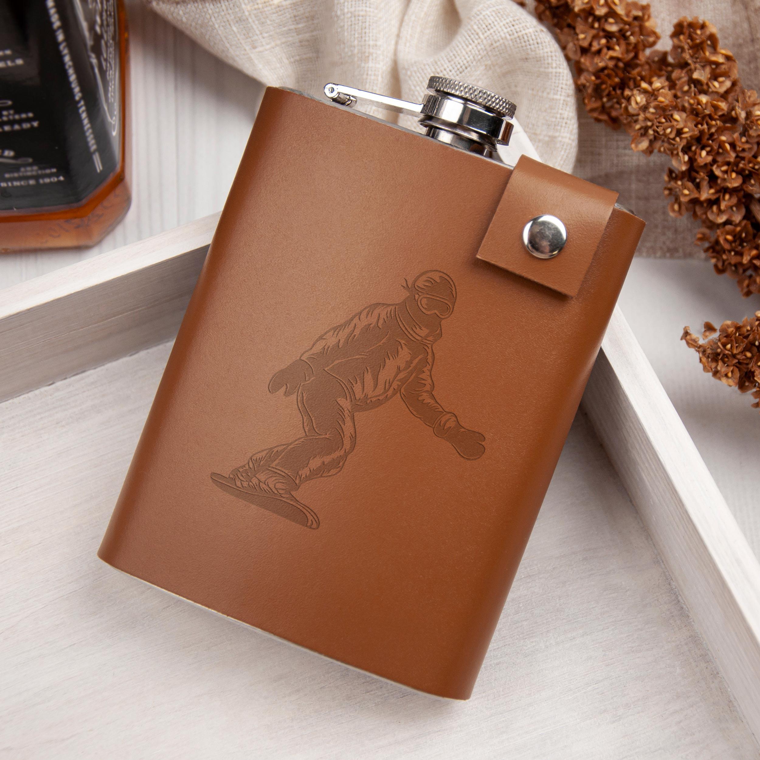 Фляга с принтом кожаный чехол 240 мл Brown (LFL-0006_5)