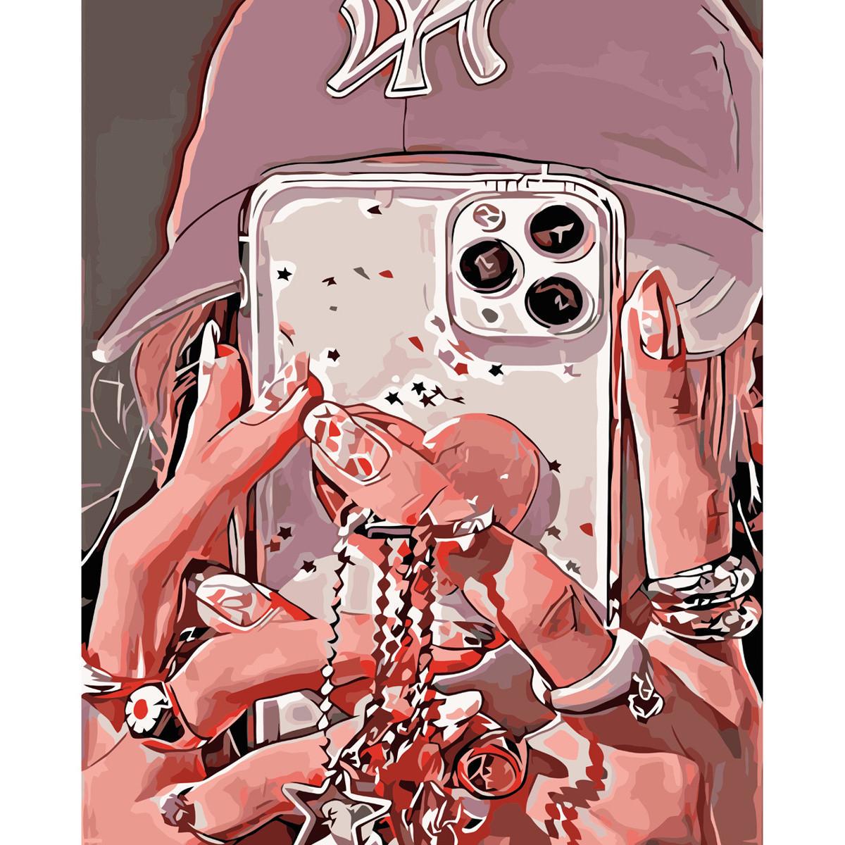 Картина по номерам Strateg Премиум Селфи стиля с лаком 40х50 см (VA-3599)