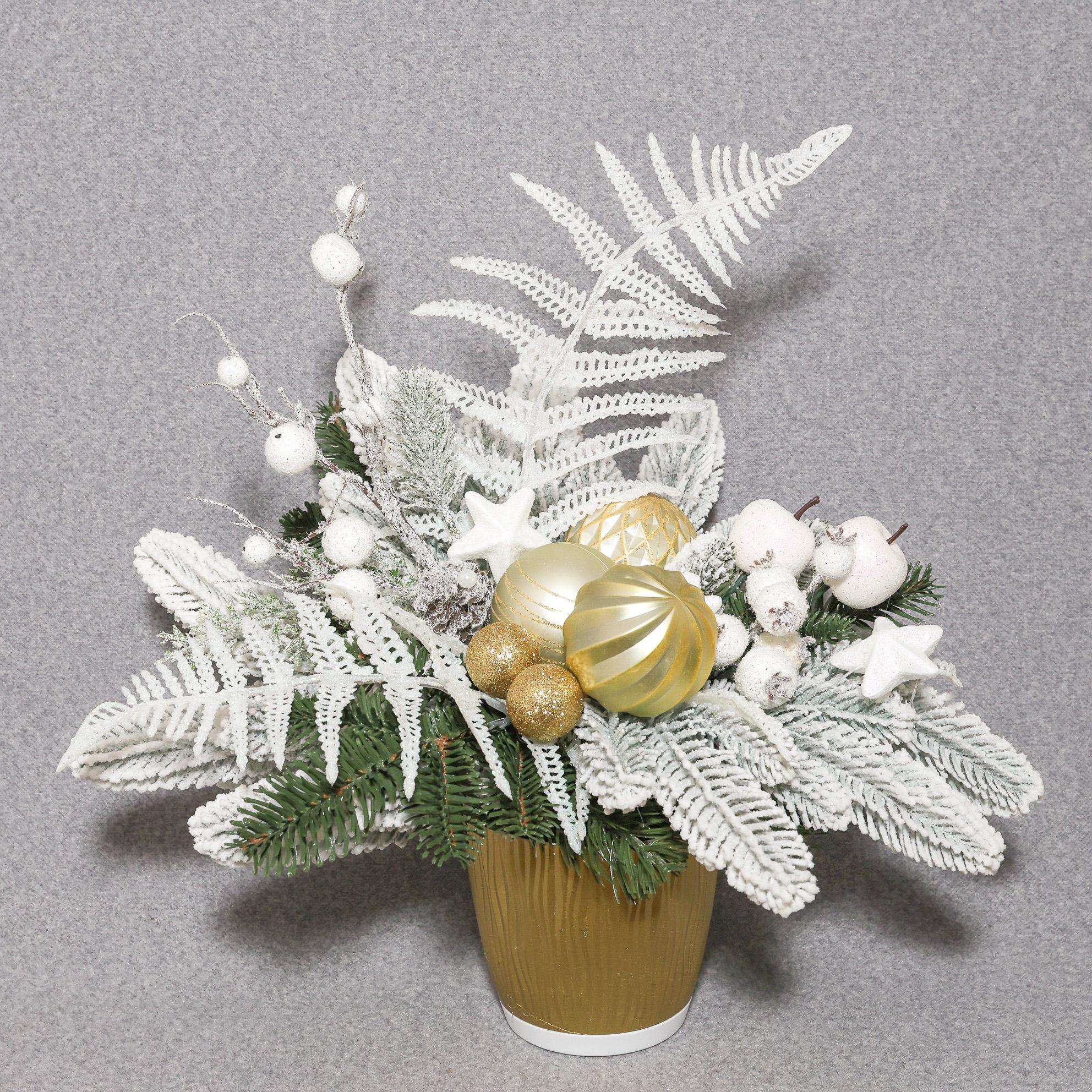 Новогодняя композиция GALA DECOR букет на стол с заснеженными ветвями и декором 30 см (К3030БЗ) - фото 2 Новогодняя композиция GALA DECOR букет на стол с заснеженными ветвями и декором 30 см (К3030БЗ) - фото 2