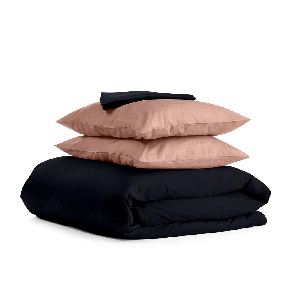 Комплект евро постельного белья Cosas Satin Black Beige-P 200х220 см (4822055247775)