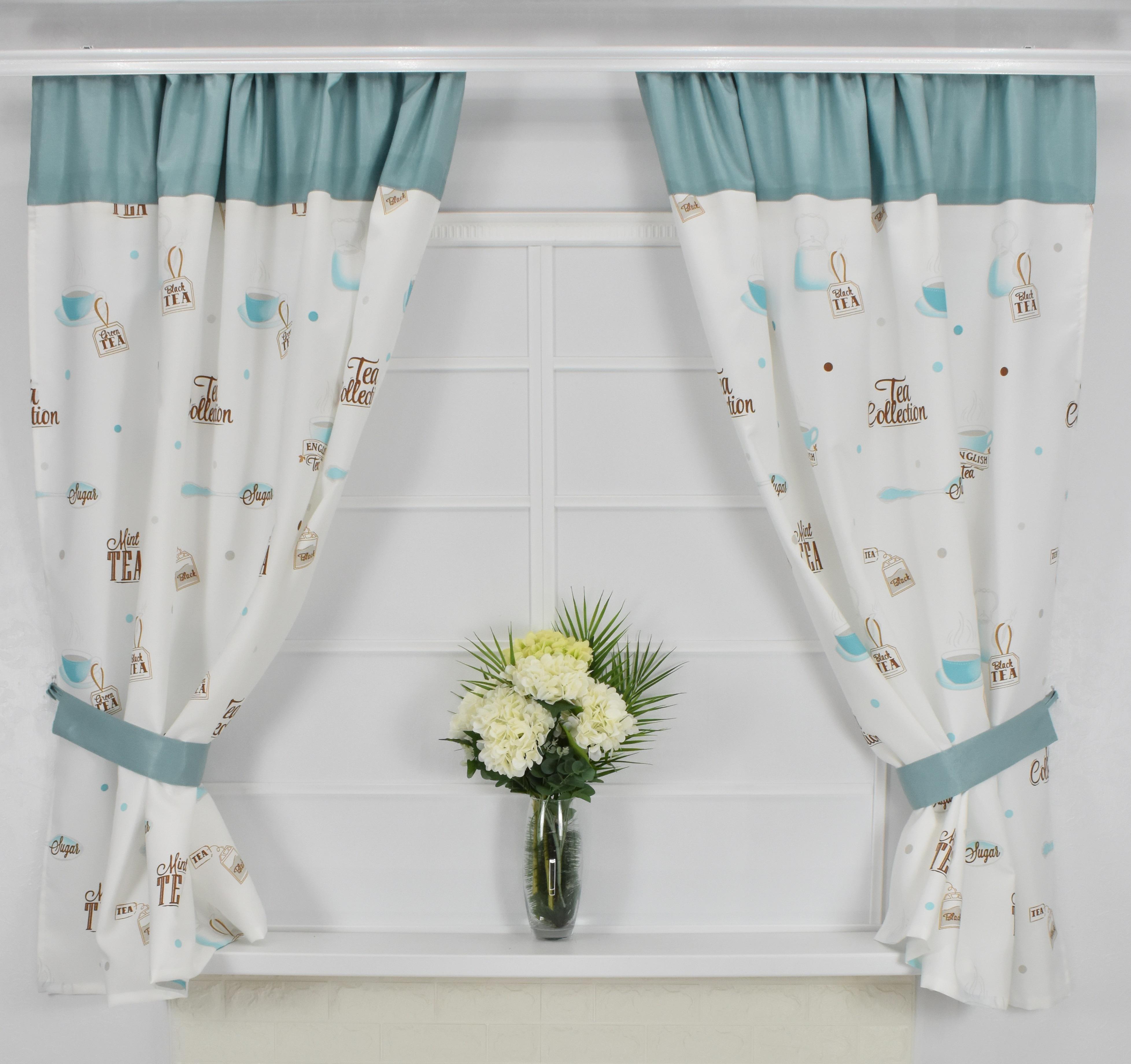 Комплект штор для кухни Чайный Дом Бирюзовый (33099)