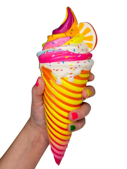 Антистресс игрушка сквиш Мороженое рожок 20 см Желтый микс - фото 2 Антистресс игрушка сквиш Мороженое рожок 20 см Желтый микс - фото 2