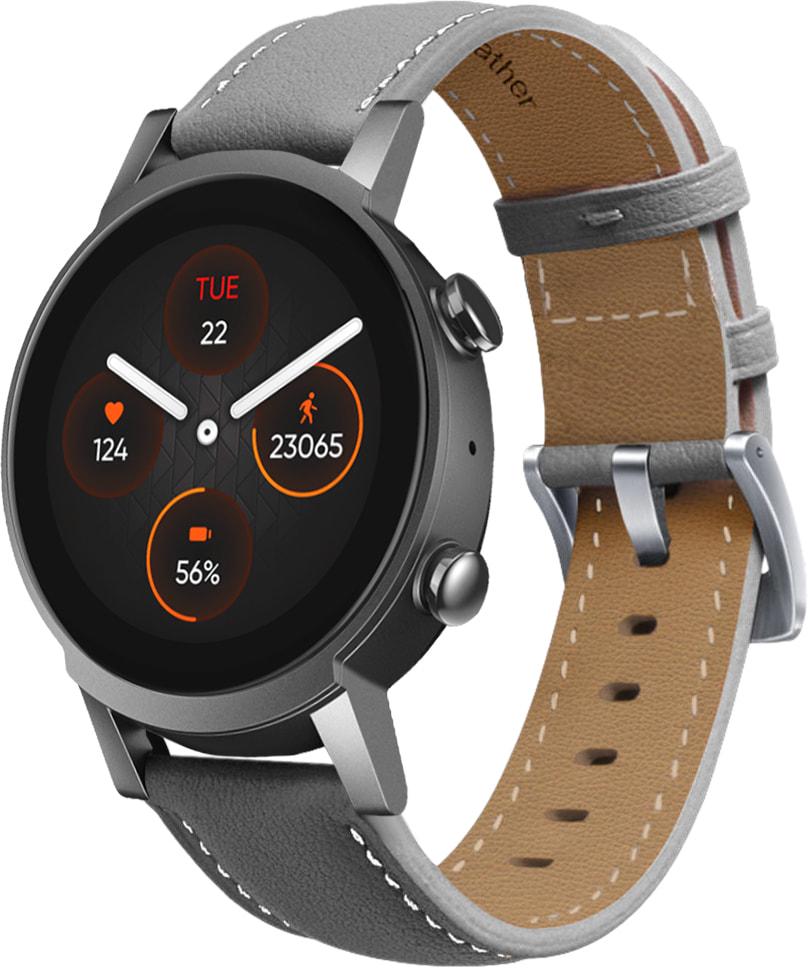 Ремешок кожаный Folsa для Mobvoi TicWatch E3 Grey (31536-33)