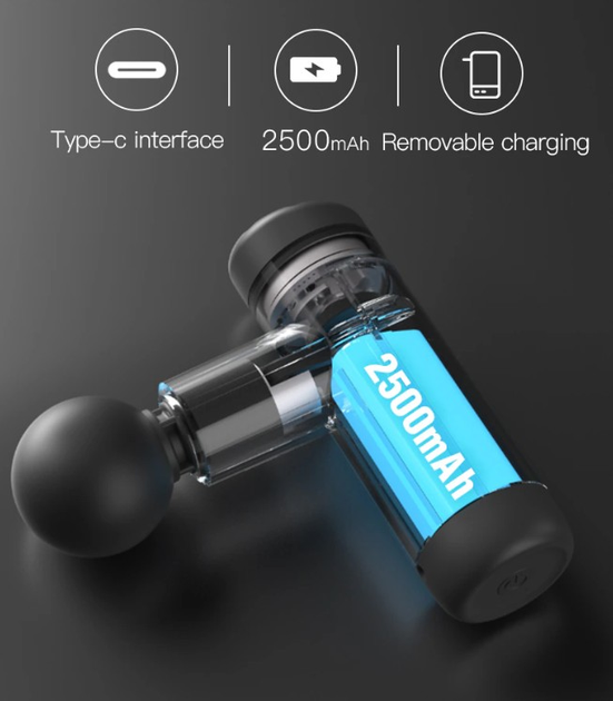 Масажер перкусійний Booster Mini X 2500 mAh 6 насадок з кейсом - фото 6
