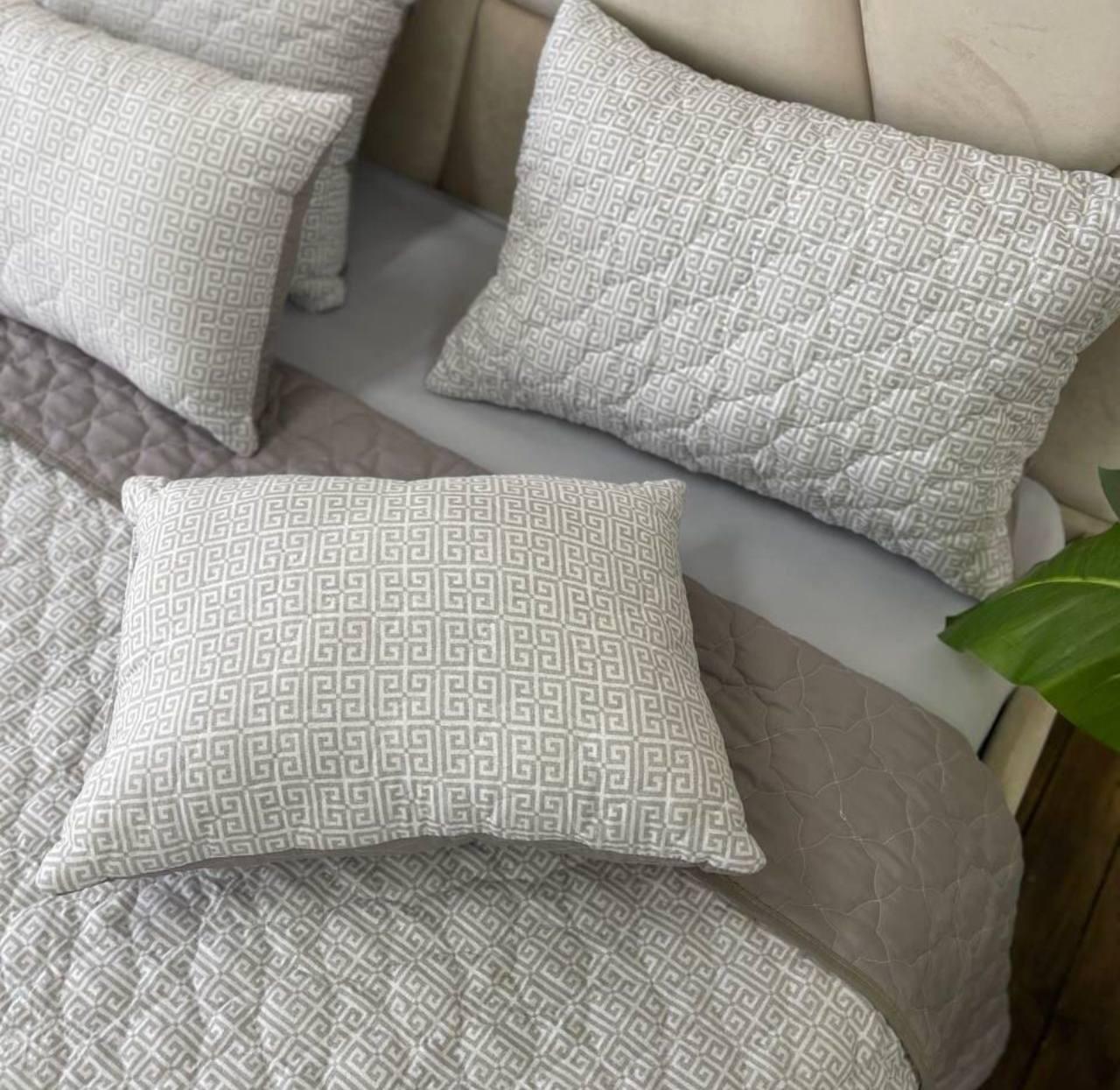 Покривало стьобане євро з подушками 2х40х60 Світло-сірий (Д-mur-cap25-009) - фото 4