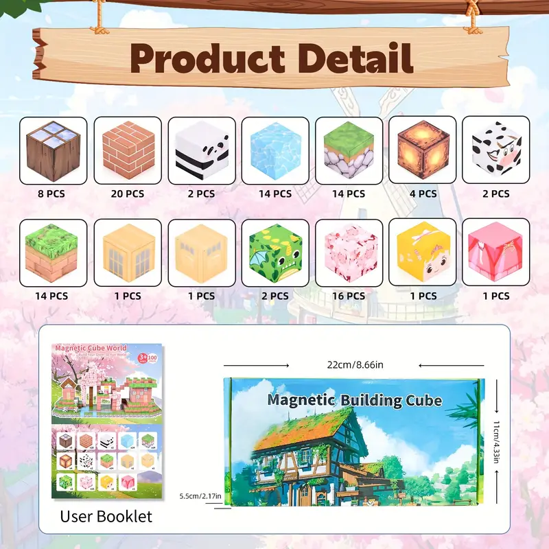 Конструктор магнітний Minecraft Вишневий колір млин 100 шт. (2698844350) - фото 3 Конструктор магнітний Minecraft Вишневий колір млин 100 шт. (2698844350) - фото 3