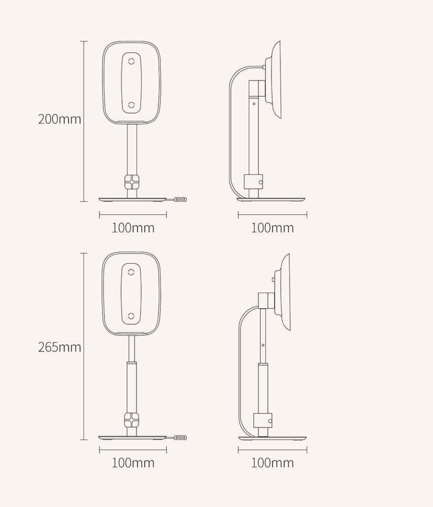 Настольная подставка Baseus Telescopic SUWY-D0S с беспроводной зарядкой Серебристый (011229) - фото 8