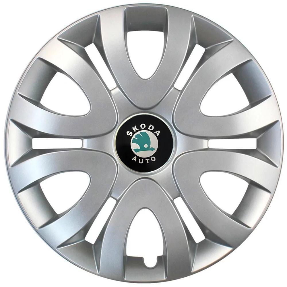 Ковпаки автомомбільні R15 Skoda Зелений 330 SJS 4 шт. Сріблястий