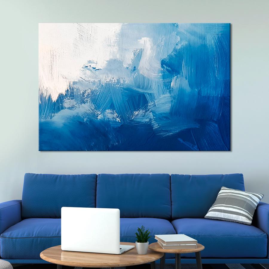 Картина на холсте Абстракция голубое небо и белые облака 80x54 см (V84-1_L)