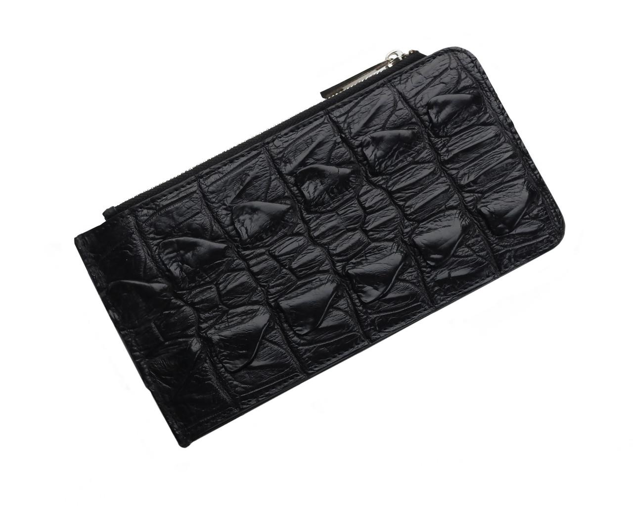 Кошелек визитница Ekzotic Leather из кожи крокодила на молнии Черный (cw 87)
