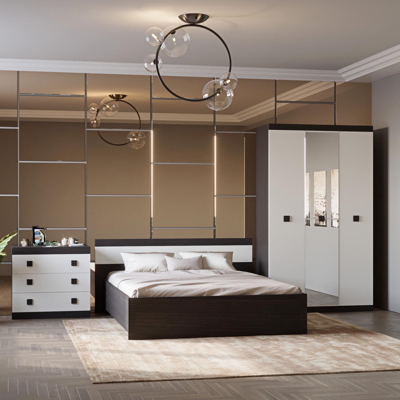 Спальня Соната Еверест Комплект 13 модульна 3 елементи Венге темний/Білий (DTM-2617) - фото 2 Спальня Соната Еверест Комплект 13 модульна 3 елементи Венге темний/Білий (DTM-2617) - фото 2