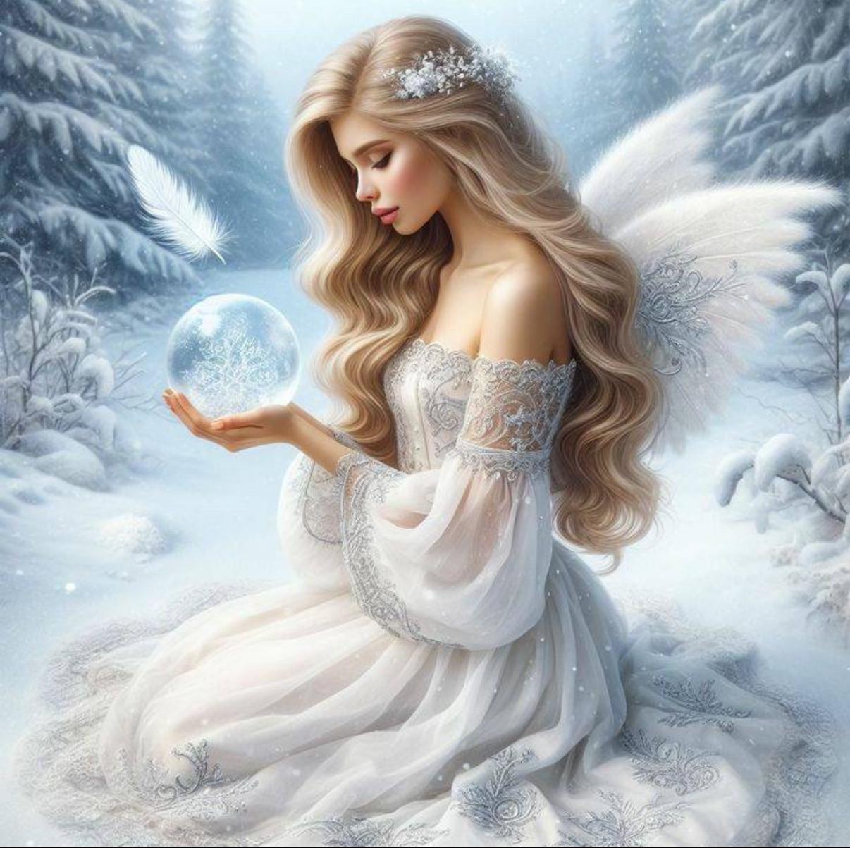 Алмазная мозаика Девушка ангел с голограммными камнями 40х40 см (2802602962)