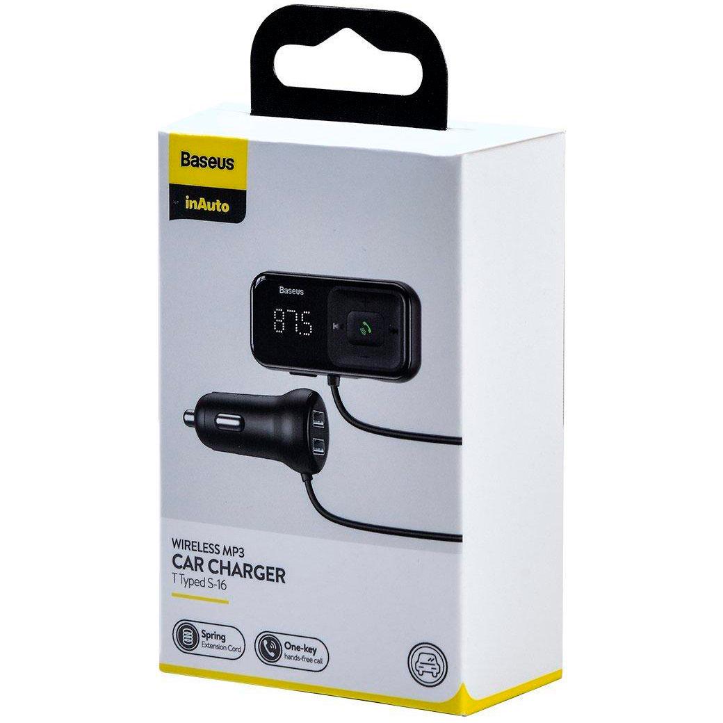 FM-трансмиттер BASEUS T-typed S-16 Wireless MP3 Car Charger Black (CCTM-E01) - фото 6