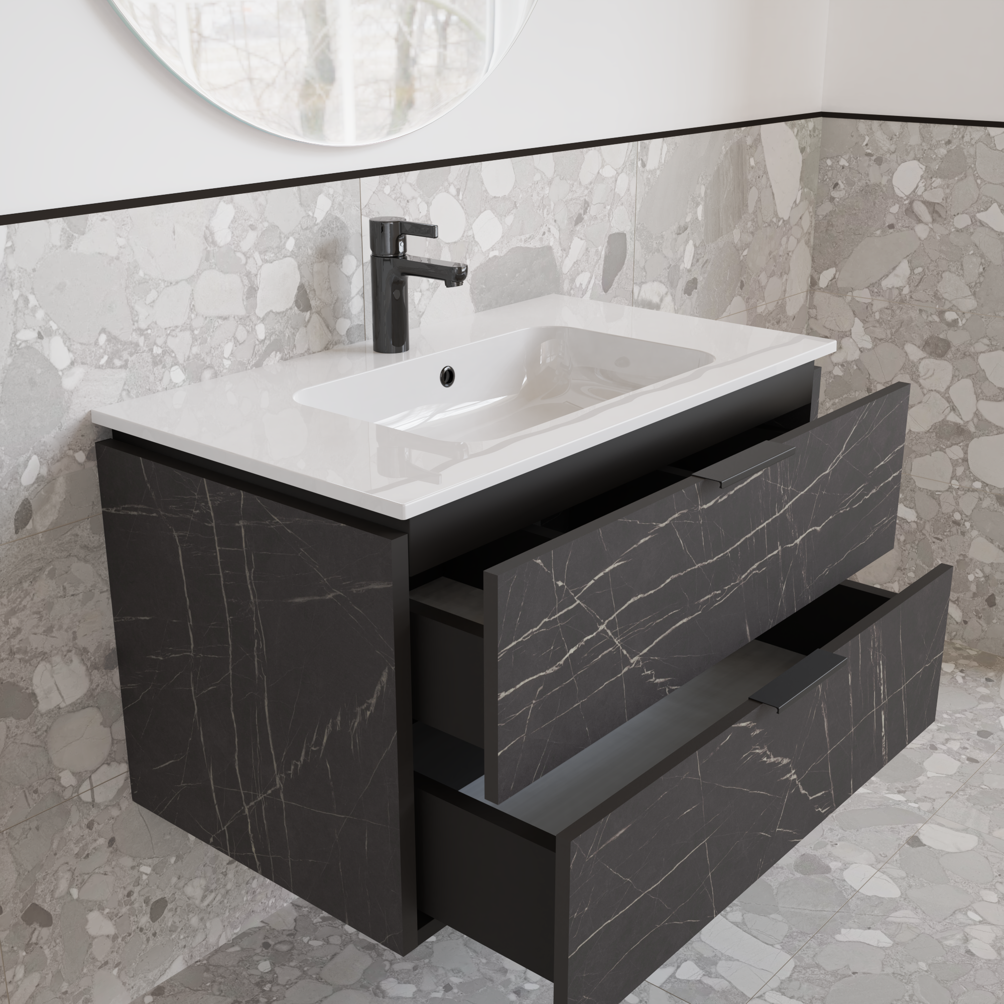 Тумба підвісна з раковиною MVK Vostok Icon 80 В2 800х450х530 мм Камінь П'єтра Гріджо Чорний (p280pg) - фото 3 Тумба підвісна з раковиною MVK Vostok Icon 80 В2 800х450х530 мм Камінь П'єтра Гріджо Чорний (p280pg) - фото 3