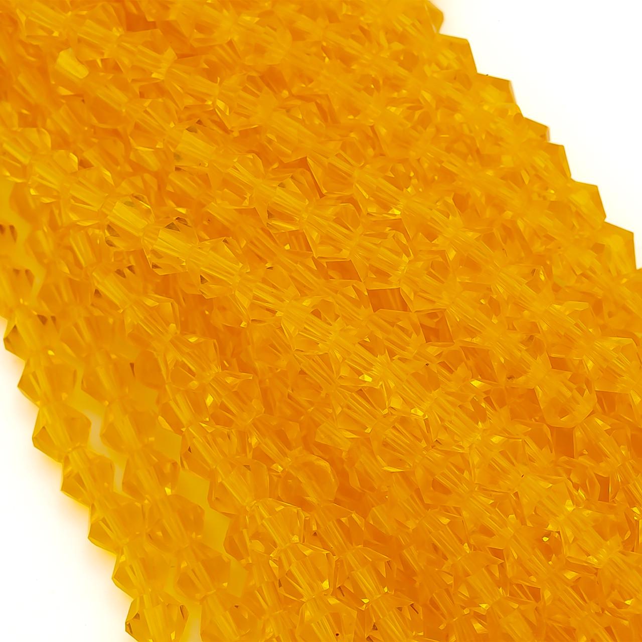 Бусины хрустальные Биконус 4х4,2 мм 95 шт. Оранджевый (БИ0004к33)