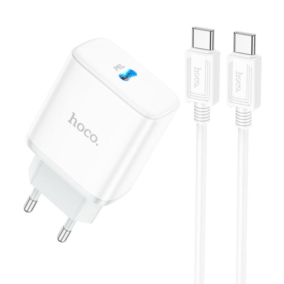Зарядний пристрій Hoco C104A Stage single port PD20W Charger Set Type-C to Type-C cable EU White (6931474782915)