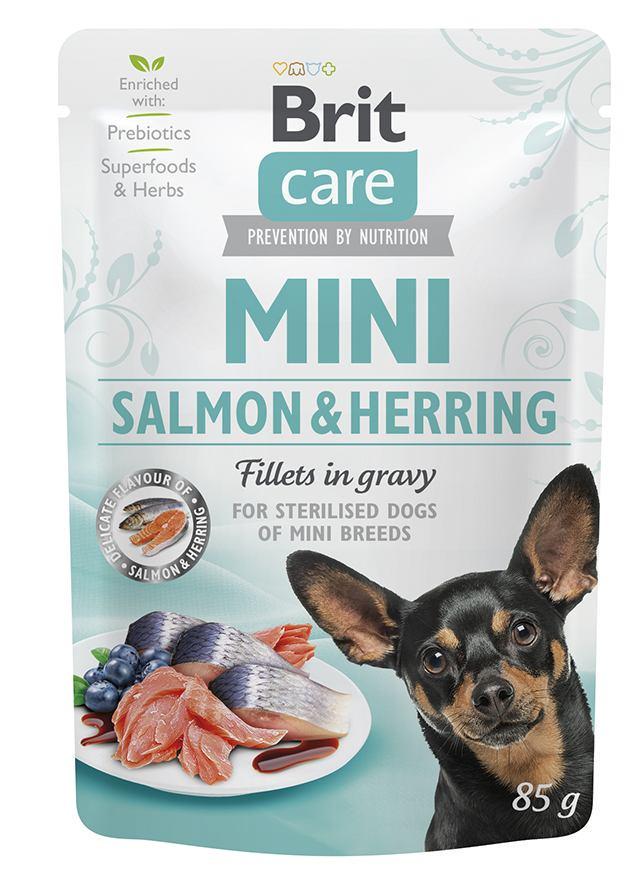 Консервы Brit Care Dog Mini Fillets In Gravy з лососем и сельдью для стерилизованных собак малых пород 85 г (8595602534449)