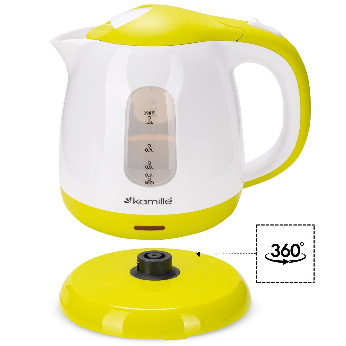 Электрочайник на подставке Kamille KM-1719A пластиковый с индикатором уровня воды 1100 W 1 л Бело-салатовый (124-84-1719A) - фото 6 Электрочайник на подставке Kamille KM-1719A пластиковый с индикатором уровня воды 1100 W 1 л Бело-салатовый (124-84-1719A) - фото 6