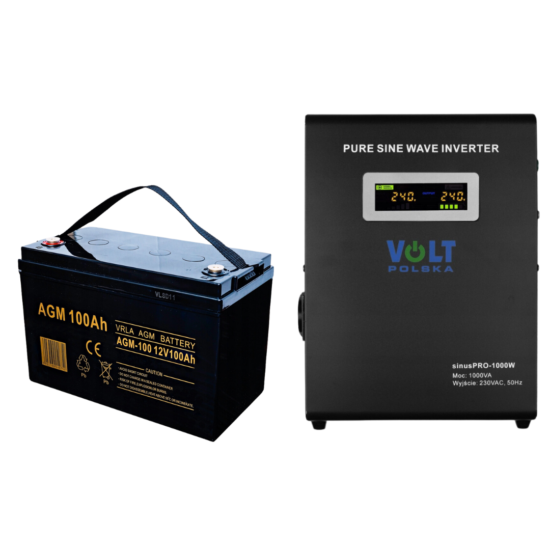 Комплект для аварийного питания инвертор Volt Polska SINUS PRO 800 W 12/230V 500/800W и аккумулятор VOLT AGM VRLA 100 Ah 12V (leo-140323)