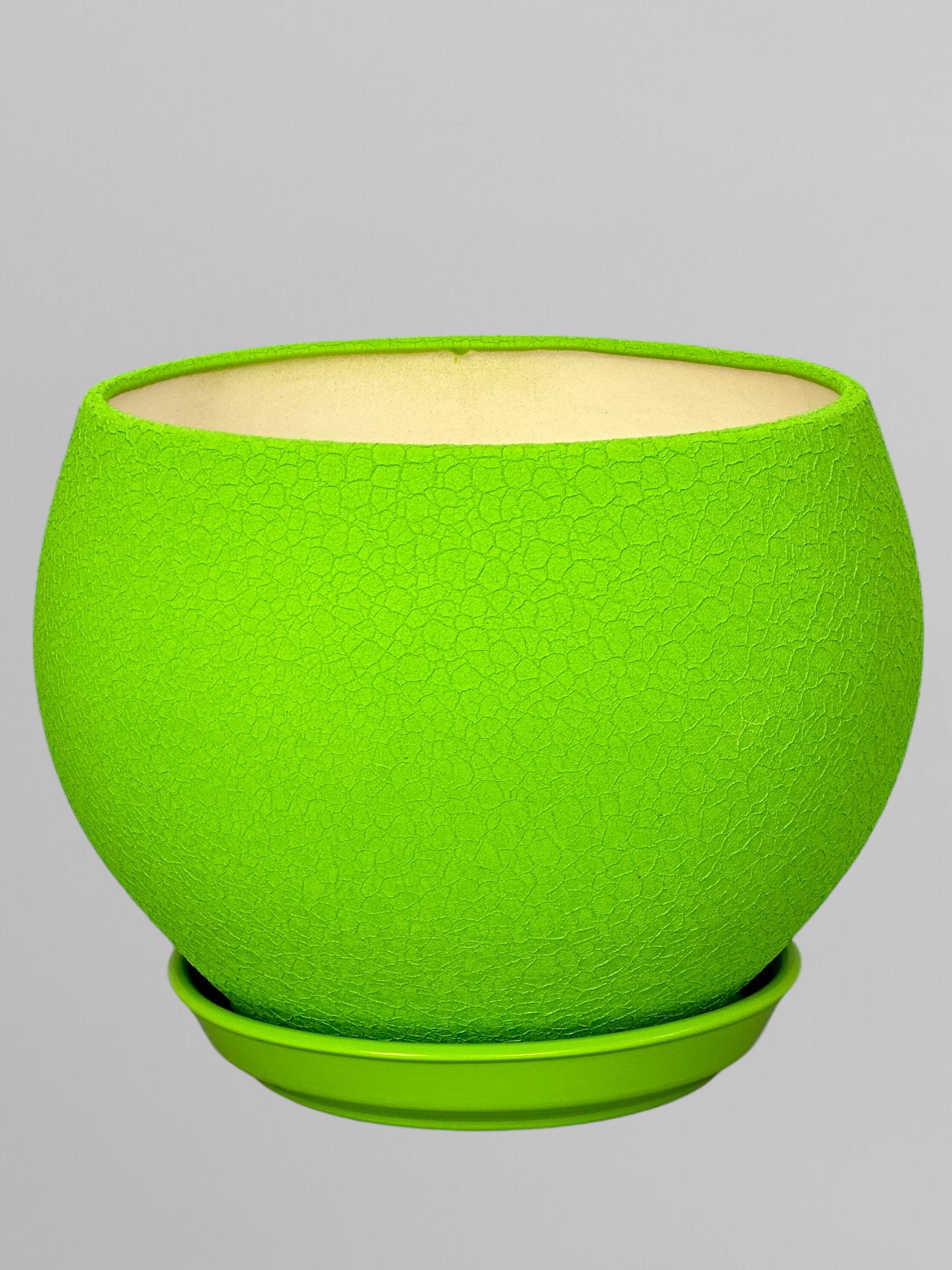 Горщик для квітів керамічний Куля шовк 4,1 л Салатовий (Г02016) - фото 2