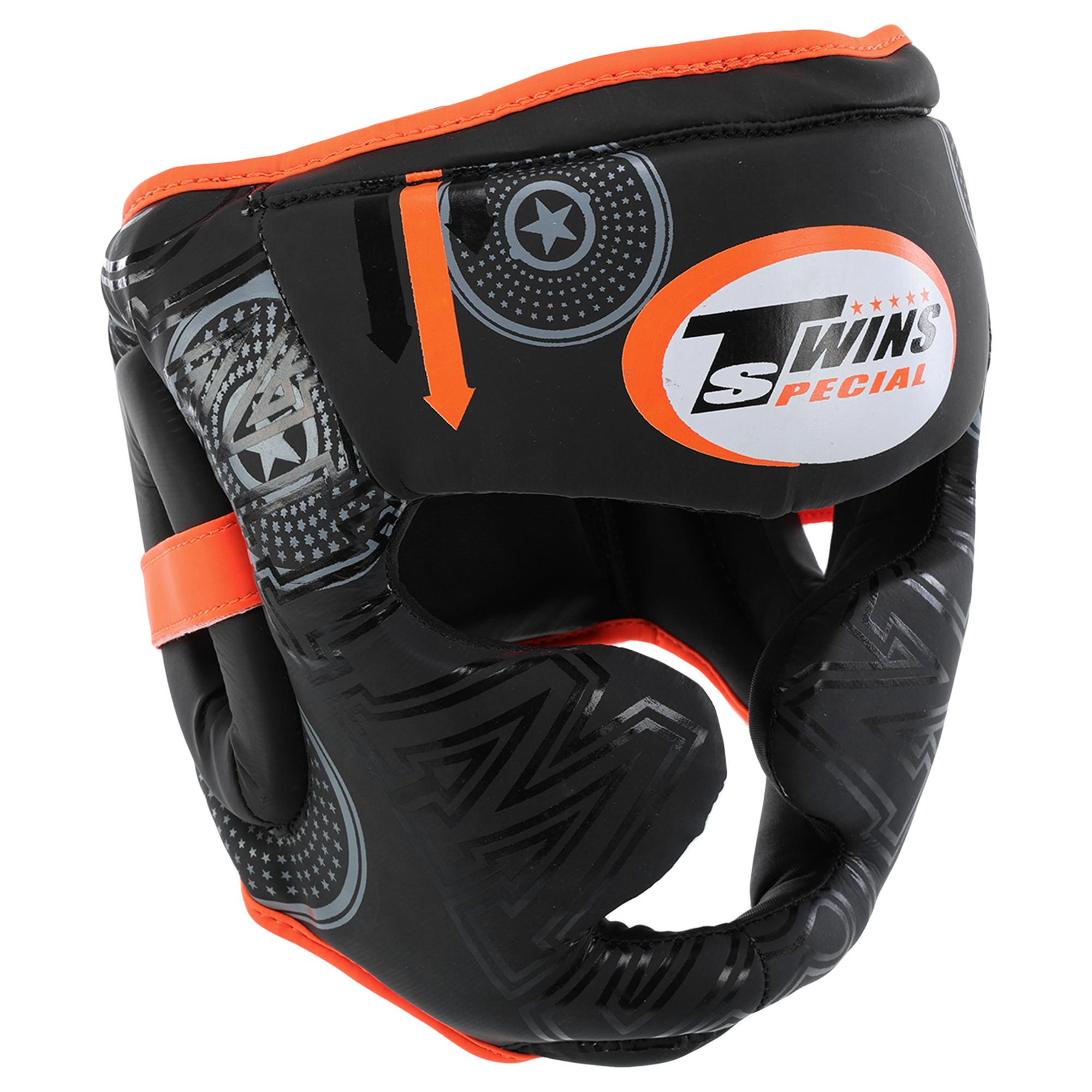 Шлем боксерский TWN BO-9481 TW50 с полной защитой PVC M Черно-оранжевый (BO-9481_Черный-оранжевый_M)