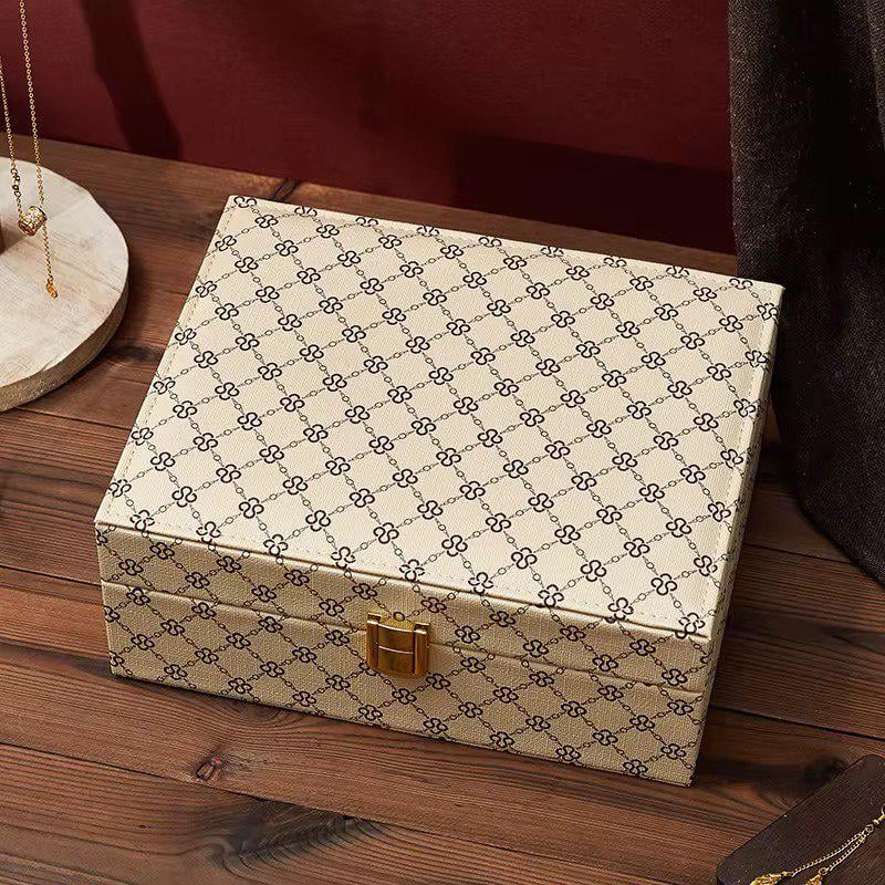 Скринька для ювелірних прикрас та годинників з еко-шкіри 23,5х19х10 см Бежевий (ST0413)