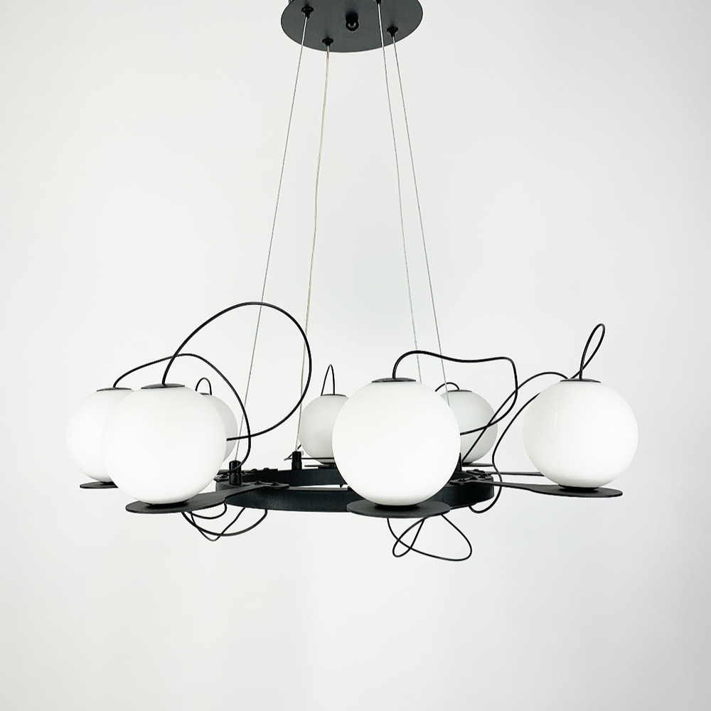 Люстра в форме кольца Hubble Bubble Ø 60 см Белый матовый/Черный (D8345-600-8 BK)