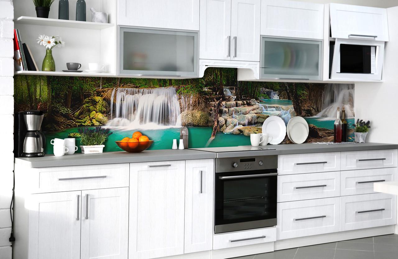 Кухонный фартук Лесной водопад из самоклеющейся виниловой пленки 60х250 см Зеленый Кухонный фартук Лесной водопад из самоклеющейся виниловой пленки 60х250 см Зеленый