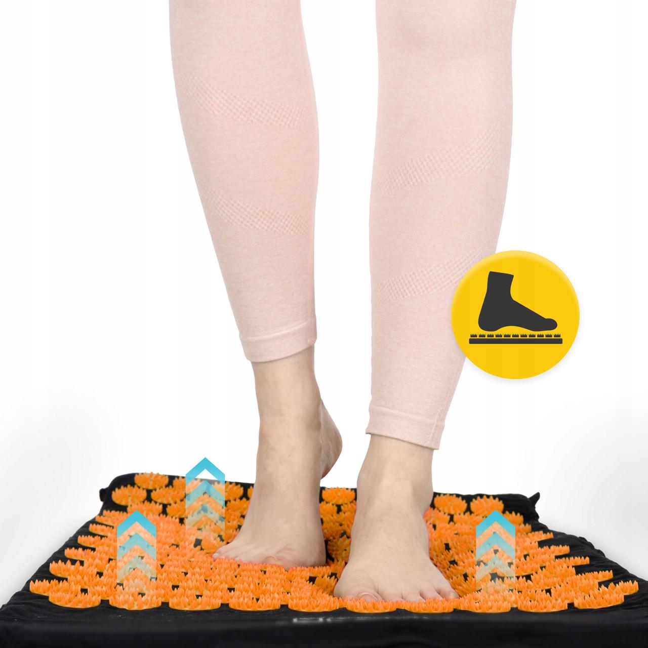 Килимок акупунктурний з валиком 4fizjo Classic Mat Аплікатор Кузнєцова Black/Orange (P-5907222931752) - фото 3