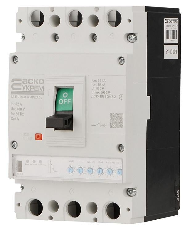 Автоматический выключатель силовой АСКО-УКРЕМ UTrust с электронным расцепителем 125M/32А 3P (28684349) Автоматический выключатель силовой АСКО-УКРЕМ UTrust с электронным расцепителем 125M/32А 3P (28684349)