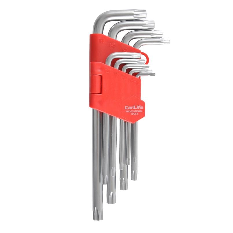 Набор ключей Carlife CR-V matt Г-образных тор-х с отверствыем T10-50 9 шт. Набор ключей Carlife CR-V matt Г-образных тор-х с отверствыем T10-50 9 шт.