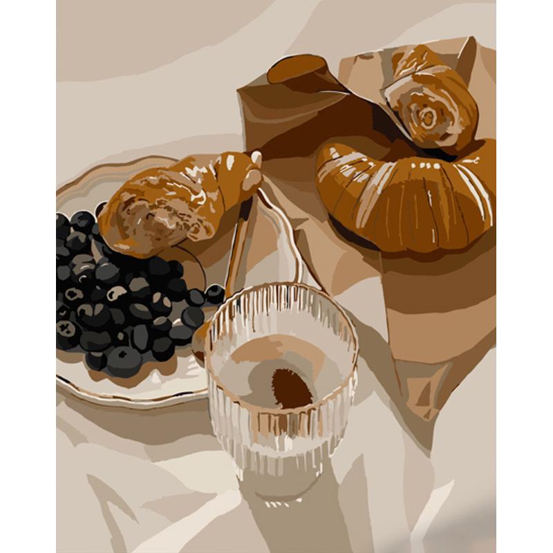 Картина по номерам Strateg Премиум Утренние круассаны с лаком 40х50 см (GS811)
