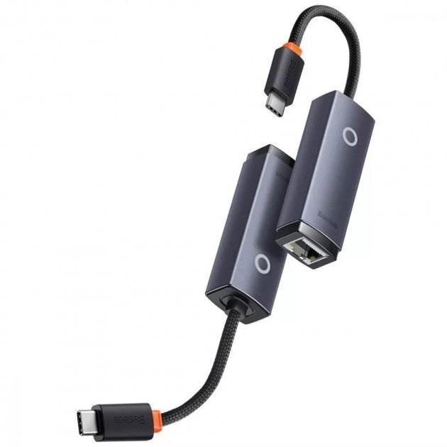 Адаптер BASEUS Lite Series Ethernet Adapter Type-C to RJ45 LAN Port 1000Mbps WKQX000301 Black - фото 3