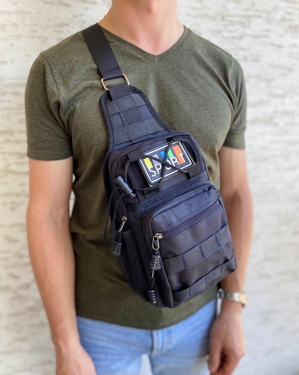 Сумка нагрудная мужская спортивная Черный (IBM036B) Сумка нагрудная мужская спортивная Черный (IBM036B)