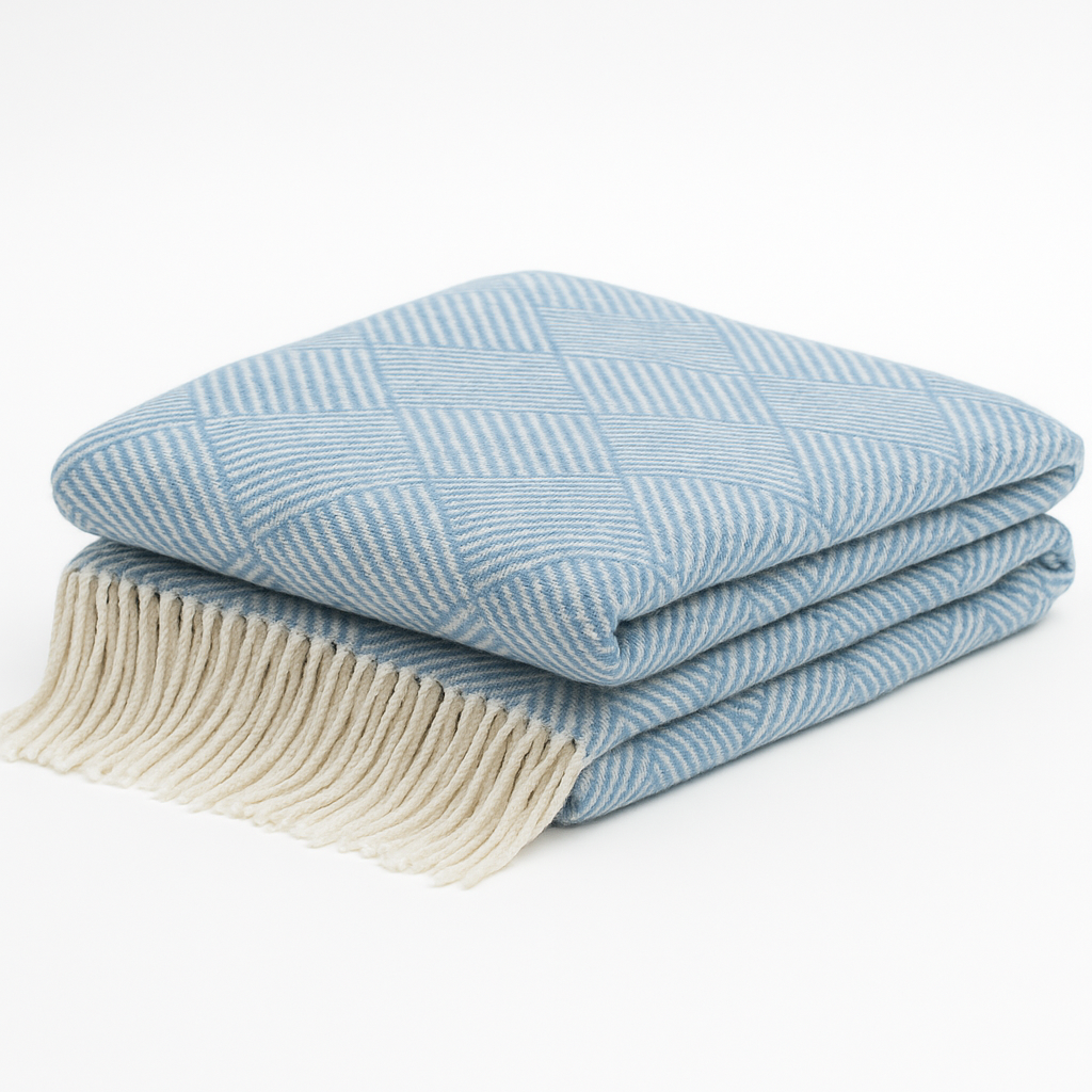 Плед бавовняний Vladi Валенсія №3 Parquet 140х200 см Білий/Блакитний (28092425)