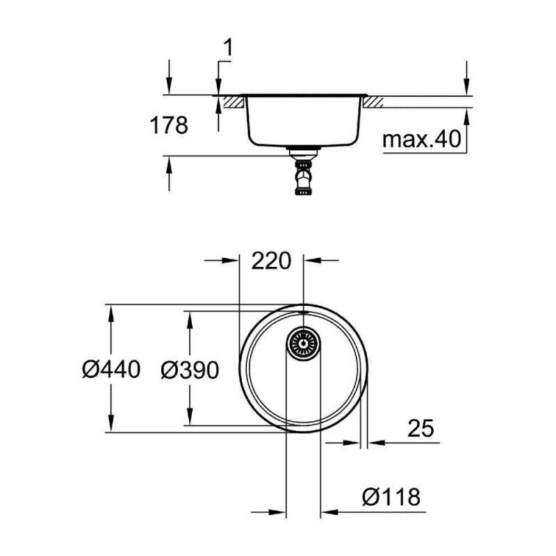 Мойка для кухни Grohe 31720SD0 с сифоном 440x440 мм (61849) - фото 2