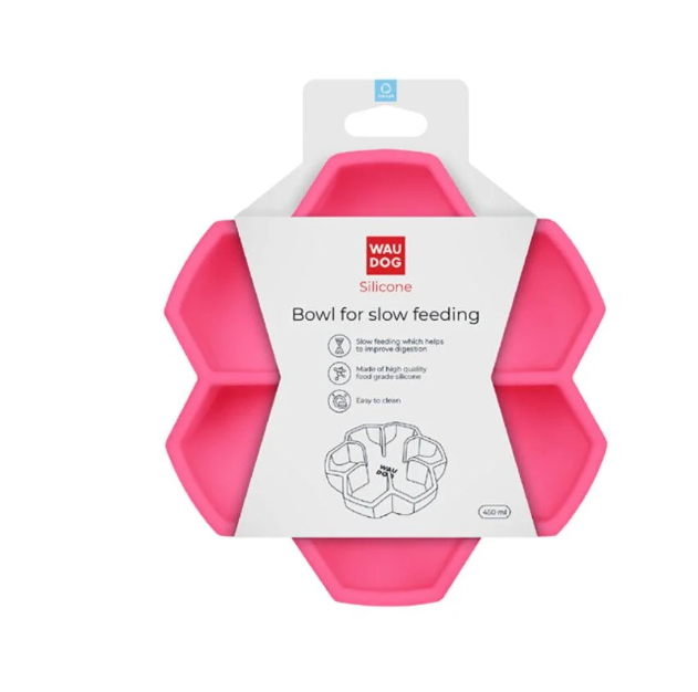 Миска для медленного кормления Collar WAUDOG Silicone 450 мл Розовый (Collar23537)