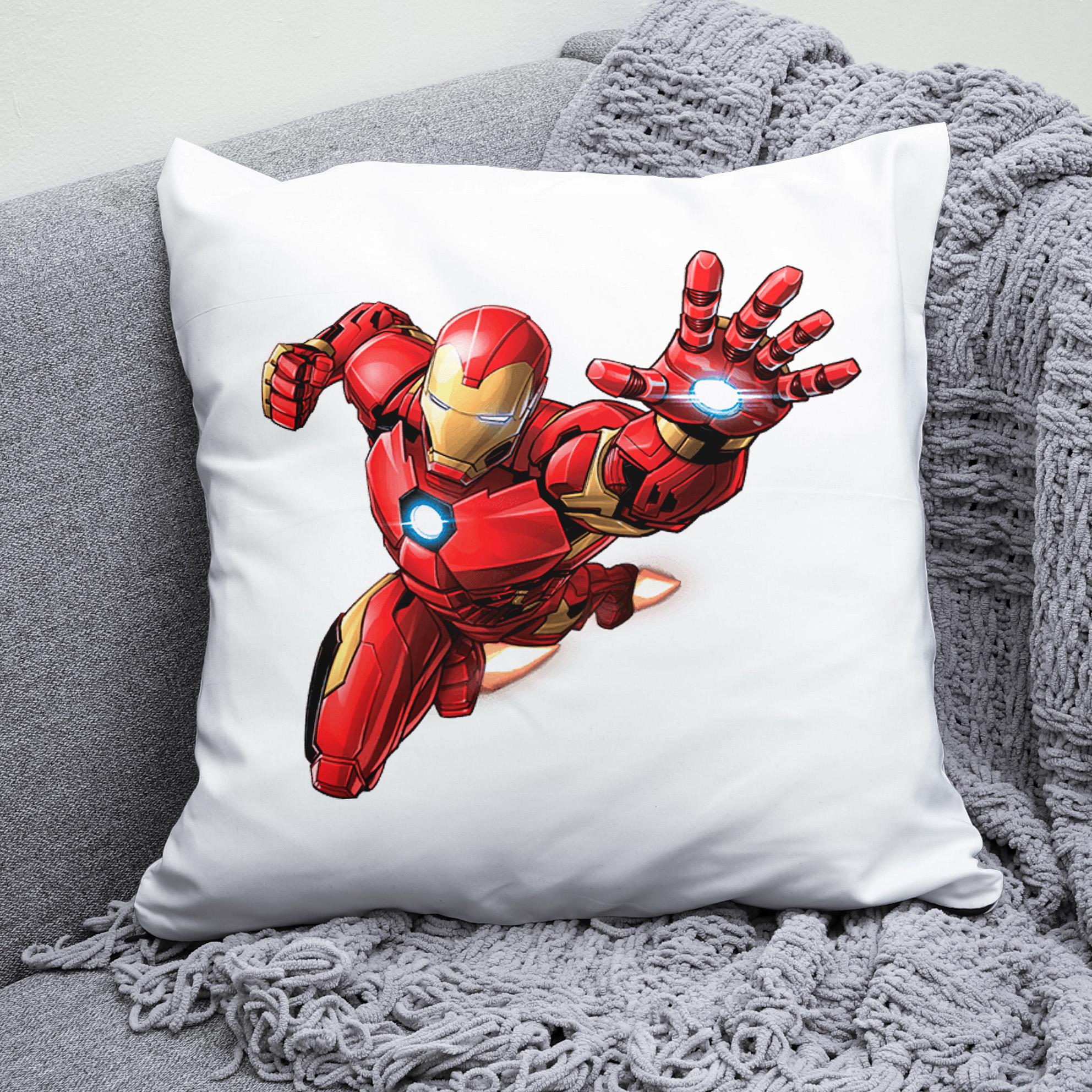 Плюшевая подушка квадрат с принтом Iron Man