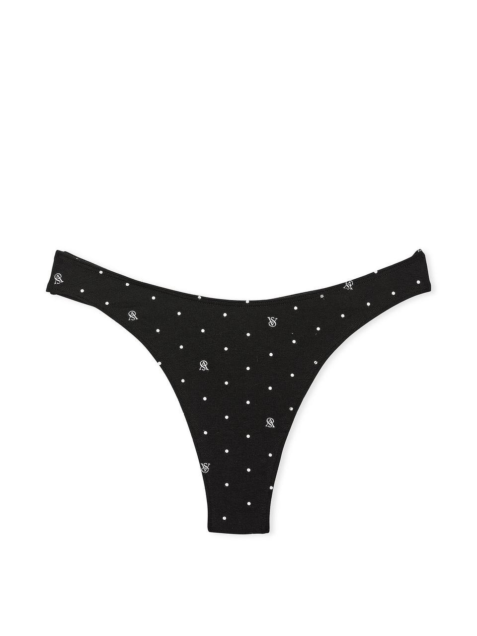 Труси жіночі Victoria's Secret Stretch Cotton High-Leg Scoop Thong XS Чорний (26824463) - фото 3