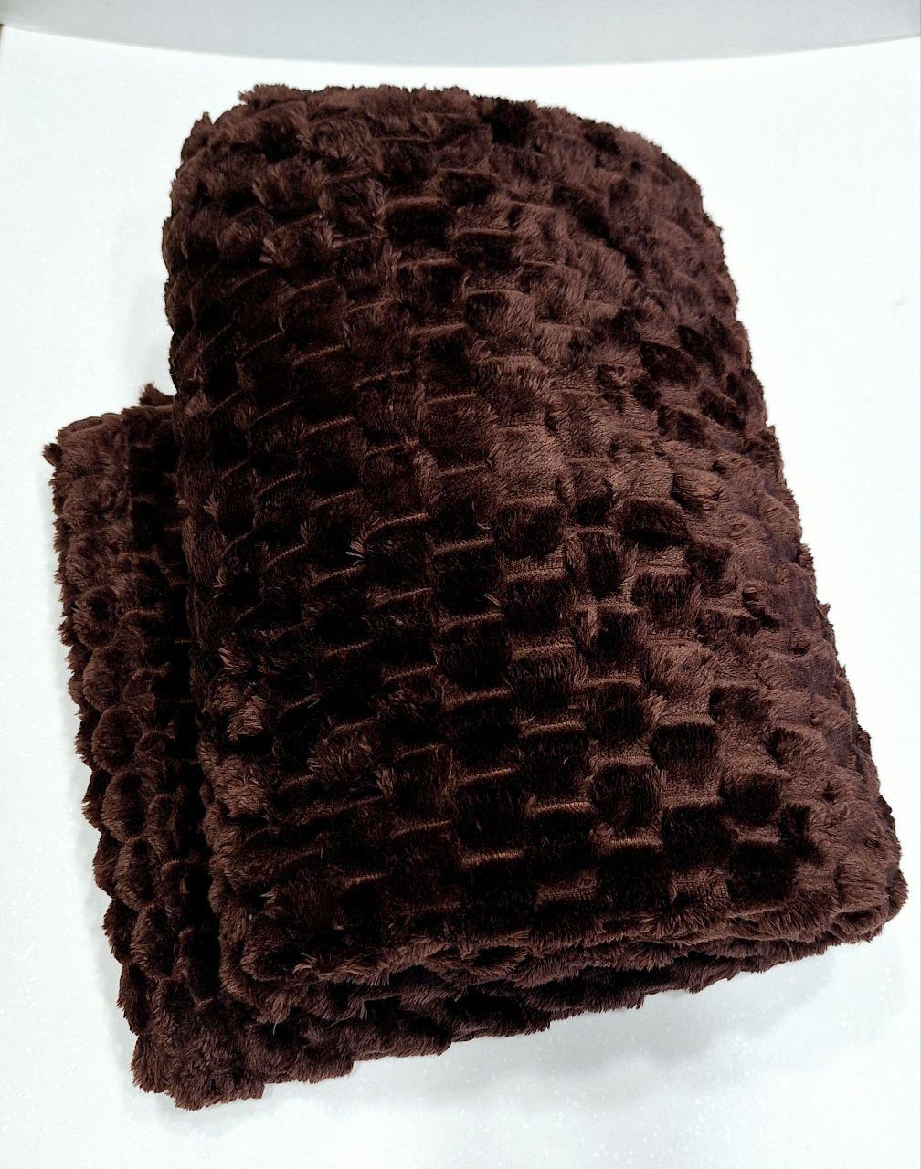 Плед флисовый Koloco Соты 150x200 см Шоколадный (341)