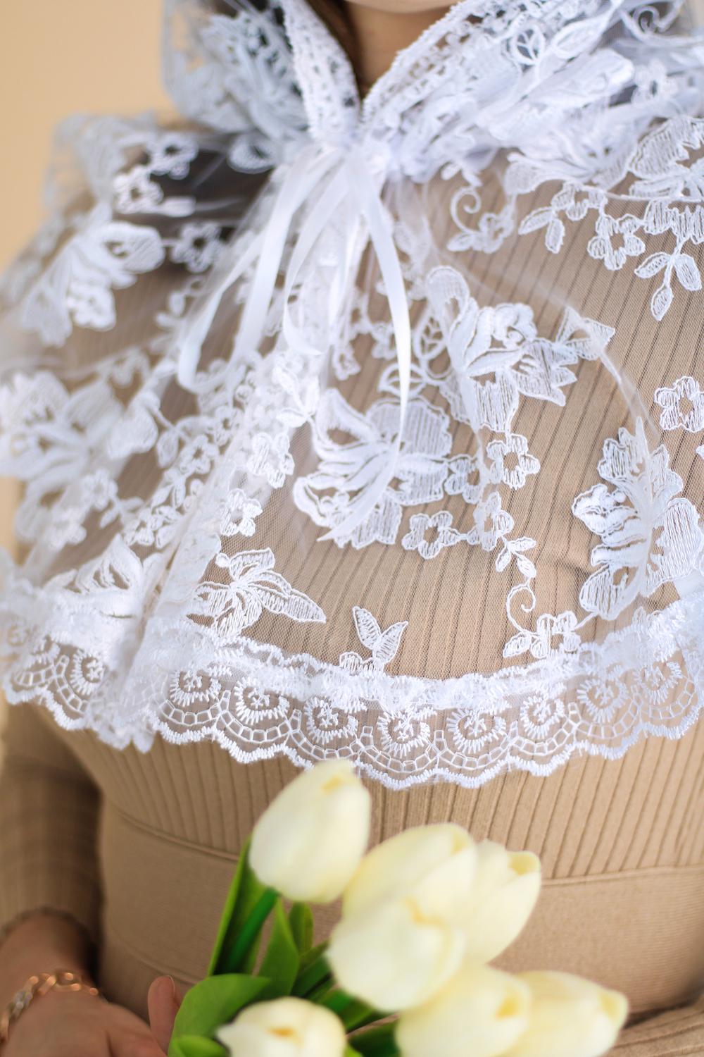 Палантин для храму на голову 80x120 см Білий (п009) - фото 2 Палантин для храму на голову 80x120 см Білий (п009) - фото 2